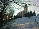 cerkev sv.Marije nad Žetalami; četrt ure hoda do šole